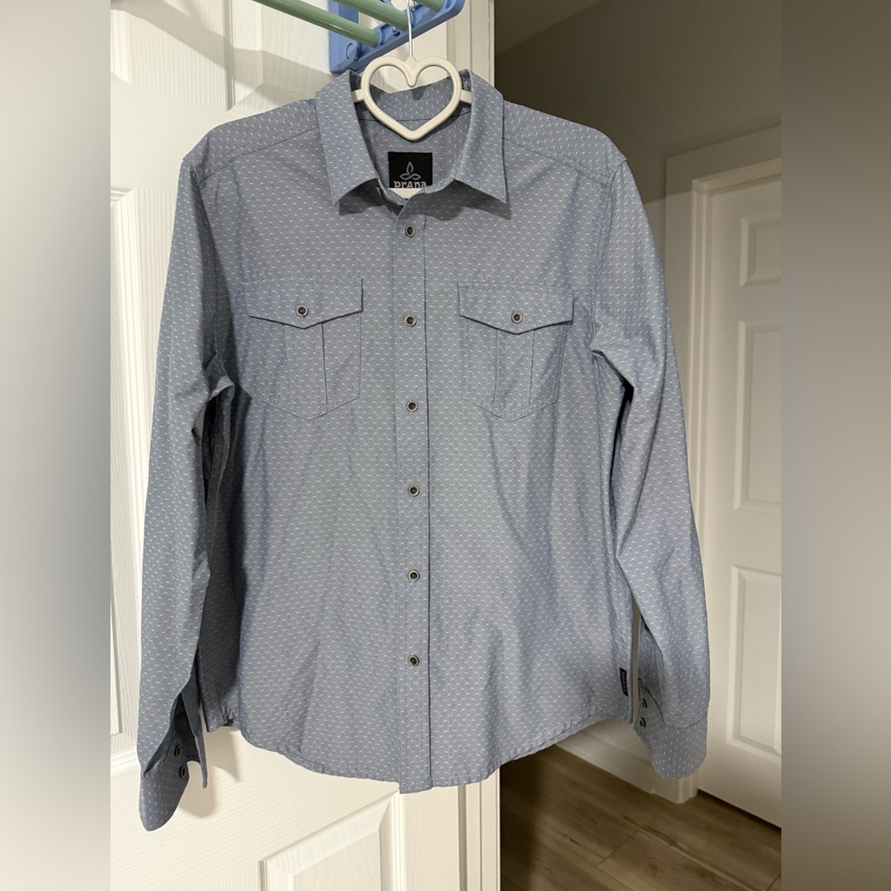 PrAna Men's Dirty Blue Button-Up Shirt